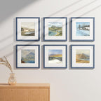 Vittanly 12x12 Picture Frames Set of 9, Shatter Resistant Plexiglass, Display 8x8 Pictures with Mat or 12x12 without Mat, Photo Frames for Wall Mount, Engineered Wood, Navy