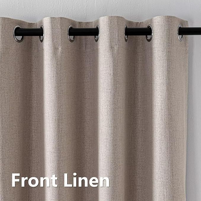 Blackout Curtains 84 Inch Length 2 Panels Set, 100% Black Out Textured Thermal Curtains, Grommet Privacy Light Blocking Drapes for Living Room Bedroom Luxury Decor(52W × 72L inch, Beige)