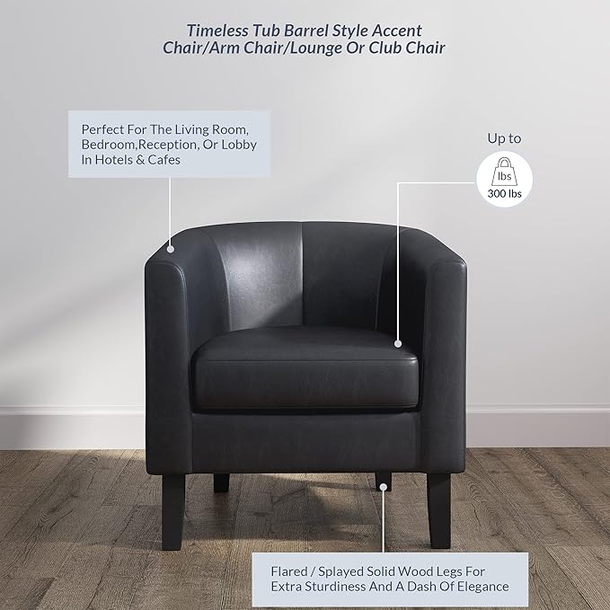 BELLEZE Accent Barrel Chair Set of 2, Linen Round Chair Club Tub Sofa Corner Chair with Flared Legs and Cozy Soft Padding for Living Room Bedroom Waiting Room - Brown