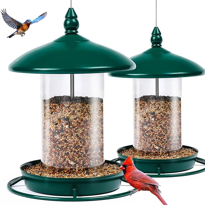 Pack of 2 Bird Feeder for Outdoor Hanging. Green