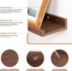Fun Memories Picture Ledge Shelves Set of 2, 24 Inch Rustic Wall Mounted Floating Shelves with Lip for Home Storage and Décor in Bathroom, Kitchen, Nursery, Bedroom, Living Room, Walnut
