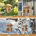 LONA Bird Feeders for Outdoors Hanging – 3 Separate Compartments, 3 Feeding Ports, Weatherproof Dome & 3 Ways to Hang, Large Capacity for Cardinals/Finches (Brown