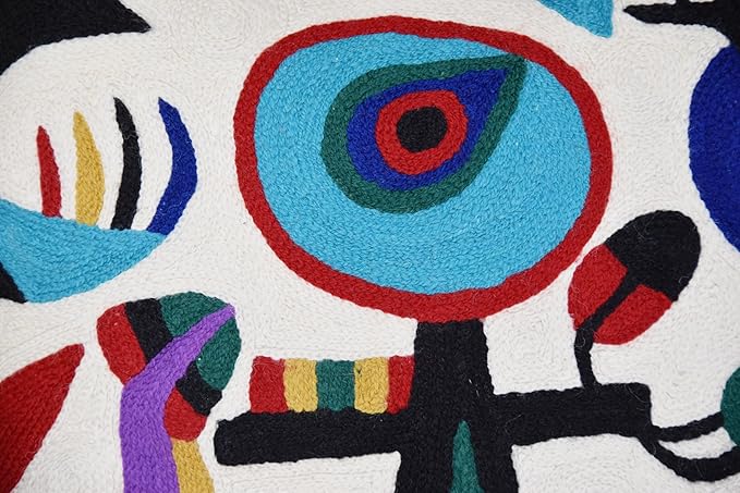 Picasso Inspired Decorative Pillow Cover Hand Embroidered Abstract Toss Pillows Farmhouse Chair Cushion Contemporary Pillowsham Mid-Century Chair Cushions Wool Size 18x18