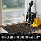 Yimobra Front Door Mat Outdoor Indoor 60x36, All-Season, All-Weather, Heavy Duty Welcome Door Mats Outside Entrance, Non Slip Porch Patio Entrance Mat, Coffee