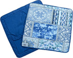 NEWLAKE Blue Classic Bohemian Style Cotton Throw Pillow Covers (2 Pieces, 18X18 Inch)