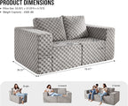 Modular Sectional Sofa 2 Seater Loveseat Modular Couch with Deep Seat Memory Foam Cloud Chair with Pillows Oversized Sectional Sofa for Living Room Bedroom (Plush Grey, Loveseat)