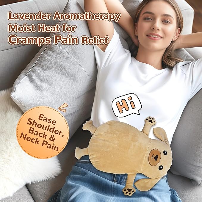 Microwave Heating Pad for Pain Relief, 16" x 11" Microwavable Heating Pads for Cramps, Back Pain, Neck Shoulder, Muscles, Knee, Joints, Natural Heat Pack Moist Heat, Golden Retriever