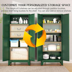 75.2" Tall Kitchen Food Pantry, Pantry Cabinet with 2 Door and 5 Adjustable Shelves, Green Laundry Room Cabinets, Freestanding Pantry for Kitchen, Study Room, Dining Room and Entryway