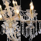 15 Light Crystal Chandelier Double Layer Flush Mount Ceiling Light Fixture with K9 Crystals for Living Room Dining Room Bedroom Luxury Hanging Lamp Lighting Fixtures