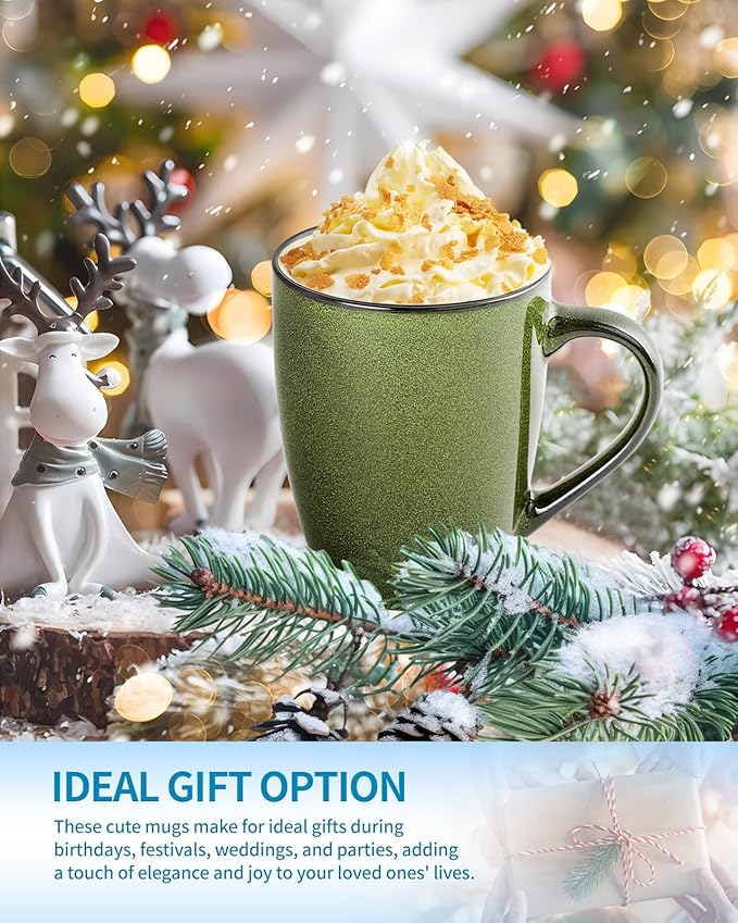 Ceramic Mugs 12oz,Large Ceramic Coffee Cups for Men, Women, Dad, Mom, Modern Coffee Mugs With Handle For Tea,Latte,Cappuccino,Cocoa. (Brown 1 Pack)