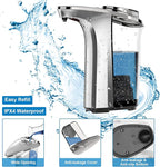 Automatic Soap Dispenser, Touchless Dish Soap Dispenser 17oz/500ml with Upgraded Infrared Sensor, 5 Adjustable Soap Dispensing Levels, Liquid Hand Dispenser for Bathroom (Silver Set)