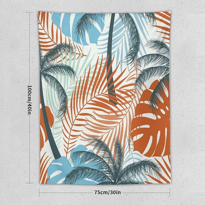 ICMOLYYENLO Palm Leaf Tapestry Wall Hanging, Tropical Leaves Plant Jungle Green Hawaiian Art Home Decor for Guest Bedroom Living Room Dormitory 60x80 Inch
