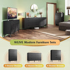 WLIVE 4 Drawer Dresser for Bedroom, Tall Wood Dresser, Modern Black Dressers with Sturdy Metal Handle, Small Chest of Drawers for Living Room, Hallway
