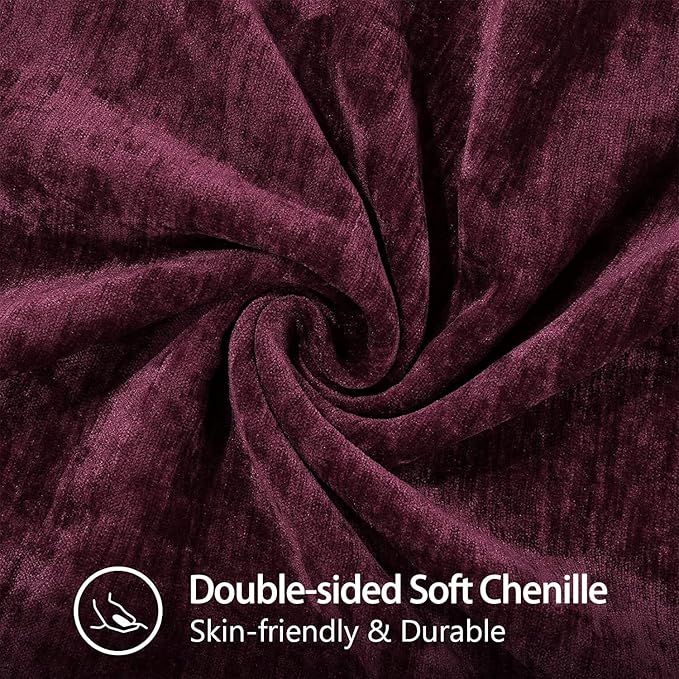 decorUhome Chenille Soft Throw Pillow Covers 20x20 Set of 2, Farmhouse Velvet Neutral Decorative Euro Pillow Covers with Stitched Edge for Couch Sofa Bed Home Decor, Rhododendron