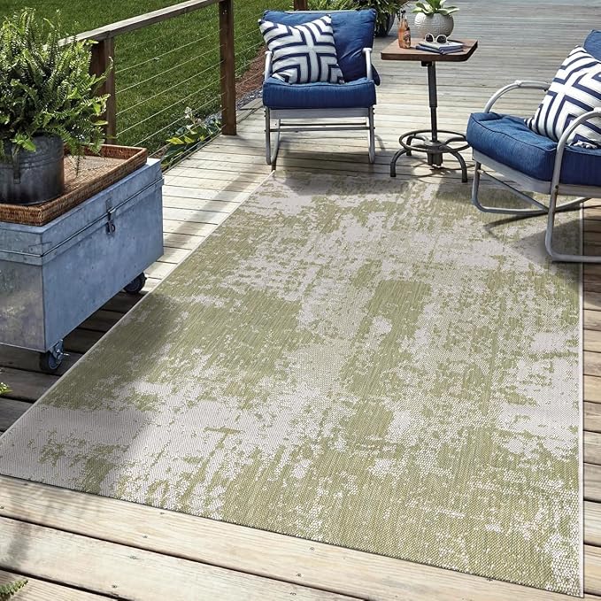 Keen Home Design Terrace Outdoor Area Rug - 10x14 Washable Indoor/Outdoor Rug for Patio, Kitchen, Balcony, Beach, Garden, Deck and Porch, Size: 10'x14'