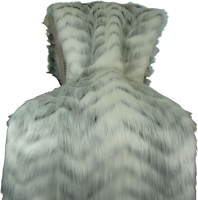 White Fox Faux Fur Throw Blanket & Bedspread - White Gray Fox Fur Throw - Luxury Fox Faux Fur - Soft Faux Fur Blanket, Made in USA, 16483
