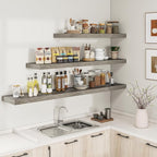 RICHFOCUS 40Inch Floating Shelves for Wall 2 Pack Shelves for Bedroom|Kitchen|Bathroom Wall Mounted Rustic Wood Floating Shelf with Invisible Brackets for Books|Storage|Decor, Grey