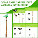 Decorative Solar Lights Outdoor Solar Bird Stake Lights Hand Blown Glass Decorative Garden Pathway Lights Outdoor Waterproof Glass Stakes (Green)