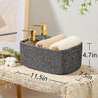 Small Storage Baskets for Organizing | Closet Organizer Bins | Shelf Toy Basket | Woven Rope Baskets | Cube Decorative Box | Shallow Basket | 11.5x7.5x4.7” | 4 Packs Dark Gray