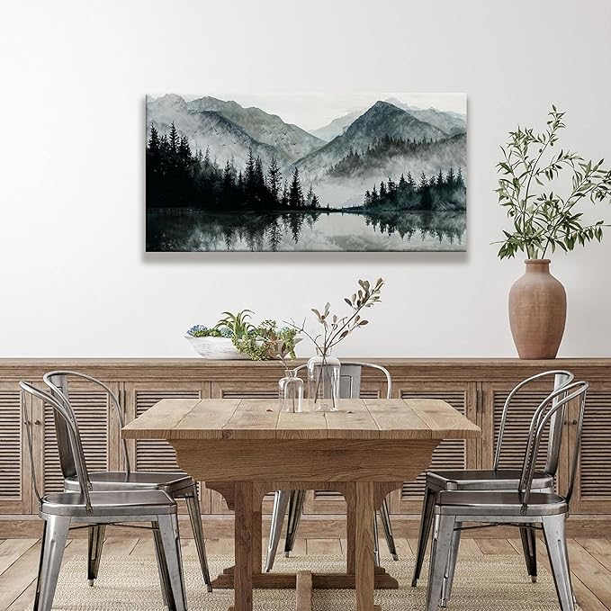 TAIJXAGSG Canvas Wall Art Decor Prints Natural Modern Wall Art Landscape Wall Decorations Mountain Lake View Artwork Pictures For Bedroom Kitchen Office Apartment Decorations 20"×40"