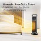 Comfort Zone Oscillating Digital Tower Heater with Remote Control for Indoor Use, Adjustable Thermostat, Timer, Overheat Protection, Tip-Over Switch, Ideal for Home, Bedroom, & Office, HT1206-GRY