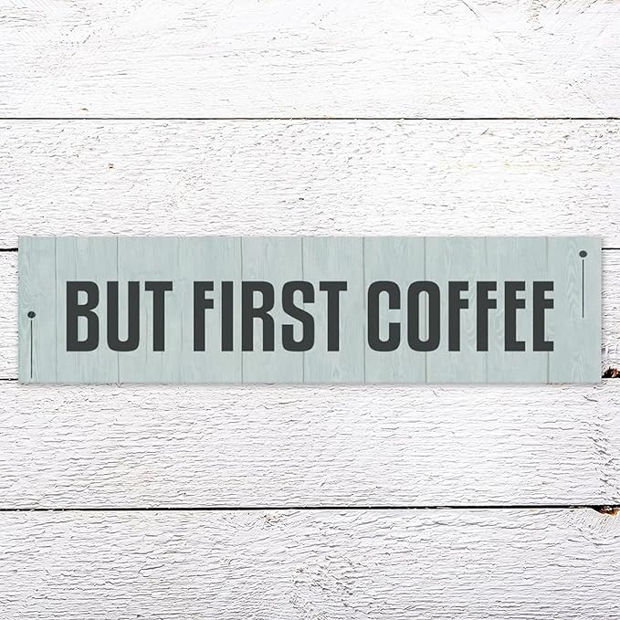 Generic Funny Wood Sign But First Coffee Rustic Wooden Hanging Sign Home Farmhouse Kitchen Wall Decoration 16 x 6 Inch