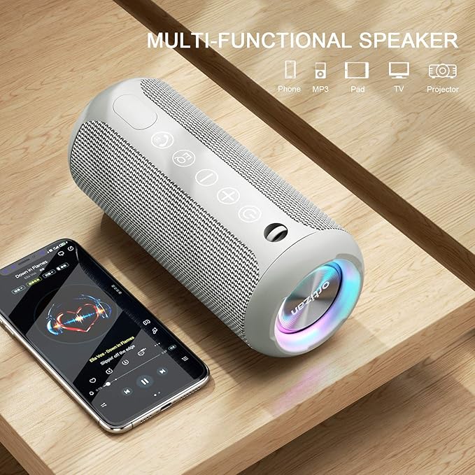 Ortizan Portable Bluetooth Speaker, IPX7 Waterproof Wireless Speaker with 24W Loud Stereo Sound, Outdoor Speakers with Bluetooth 5.0, 30H Playtime,66ft Bluetooth Range, Dual Pairing for Home