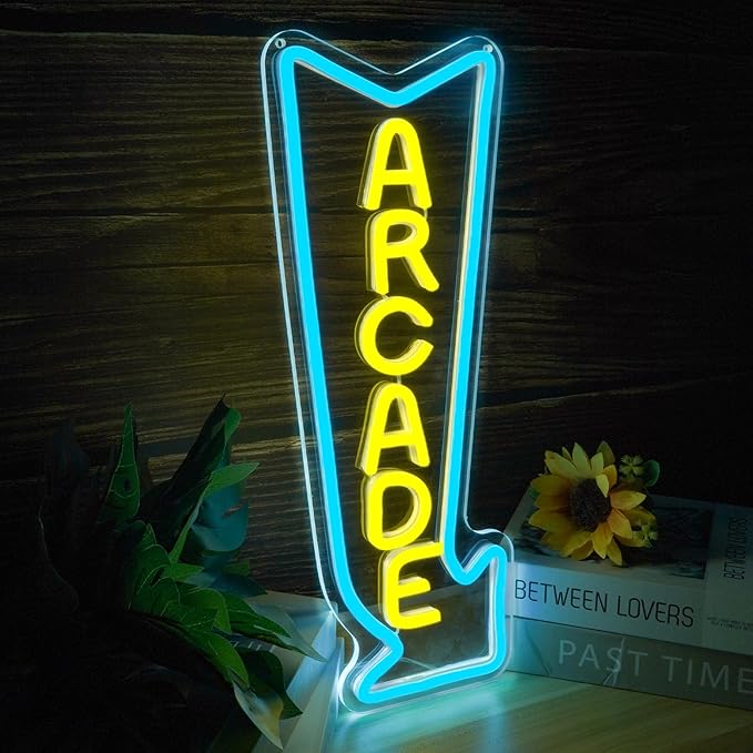 Arcade Neon Sign LED Light Dimmable Gaming Lights for Wall Decor USB Powered Neon Gaming Sign for Game Rooms, Bars and Retro Arcade Decor Gifts for Teenage Boys, Kids