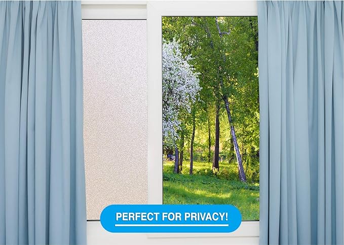Privacy Window Film: Translucent Static Cling Treatment for Home Security and Decorative Frosted Glass Effect - No Residue, Heat Control, UV Prevention, Easy Removal (Winter Frost, 48 x 72 inches)