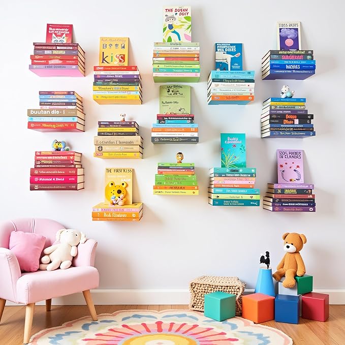 Floating Invisible Bookshelf Wall Mounted (Set of 4) - Aluminum - Turn Books into Floating Shelves