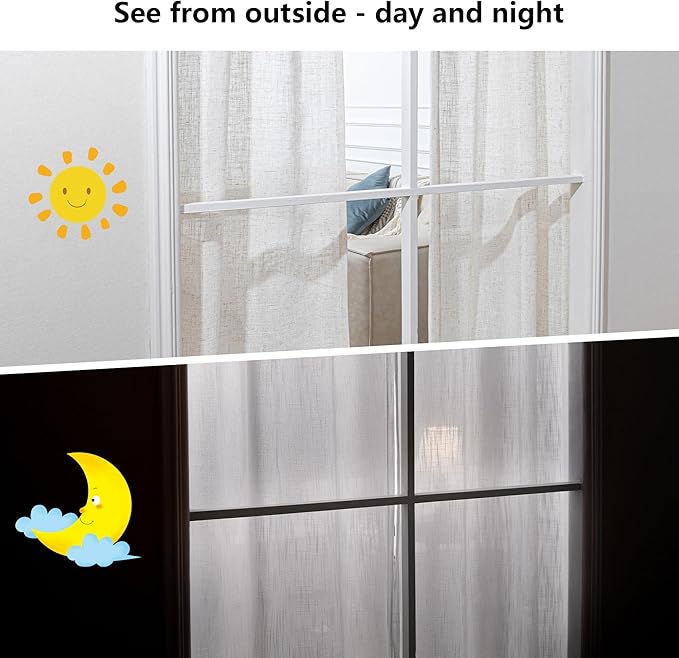 MYSKY HOME Linen Curtains for Living Room, Natural Semi Sheer Curtains & Drapes 84 inches Length 1 Panel Set Farmhouse Country Boho Style Back Tab Draperies for Sliding Glass Door, 100" Wide, Linen