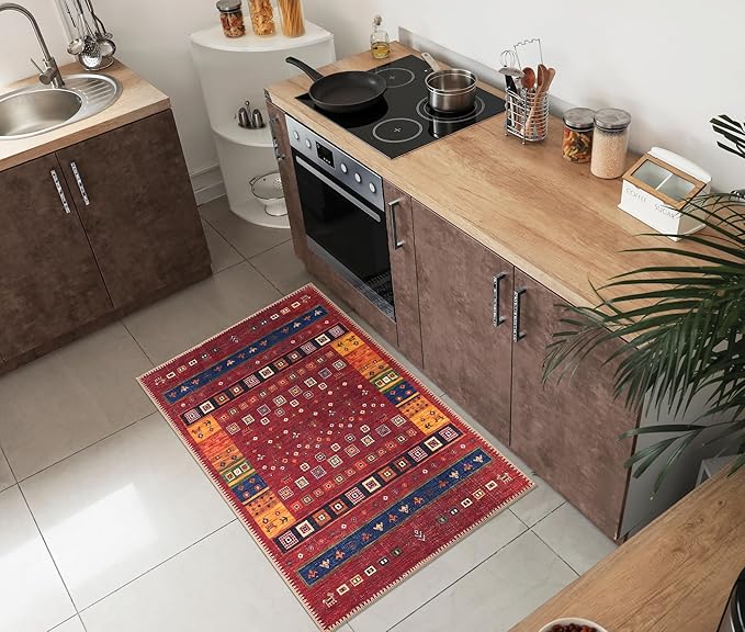 Keen Home Design 2x3 Rug - Machine Washable Entry Rug with Non-Slip Backing, Ideal for Enteryway, Kitchen, Bathroom, Laundry Room - Vintage, Easy Clean, Durable, Low Pile Rug - (2' x 3')