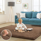 Baby Play Mat for Floor Tummy Time Nursery Rug Muscle Area Rug Playroom Rug Tatami 50 * 50" Memory Foam 1.3" Thick Crawling Mat For Babies,Toddlers, Infants, Kids,Floor Mat,Coffee