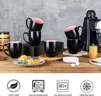 GBHOME 16oz Coffee Mugs Set of 6, Large Ceramic Coffee Mugs for Man, Woman, Dad, Mom, Modern Coffee Mugs Set with handle for Tea/Latte/Cappuccino/Milk/Cocoa. Dishwasher&Microwave Safe,Pink