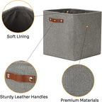 DULLEMELO Cube Storage Boxes,13 inch Fabric Baskets Closet Storage Bins for Home Organization and Storage,Stackale Gift Baskets Empty for Nursery Clothes Toys Kids Storage(Grey)