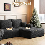 108" Sectional Couches for Living Room Modern Modular Sofa with L-Shape Couchs Upholstered Boneless Couch Deep Seat Sectional Couch with Chaise (Black, Right Facing Chaise+2Seaters)