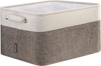 BALEINE 1 Pack Fabric Storage Bins for Shelves, Linen Storage Baskets for Organizing, Decorative Closet Bins for Clothes, Home (Brown, 12"x8"x8")