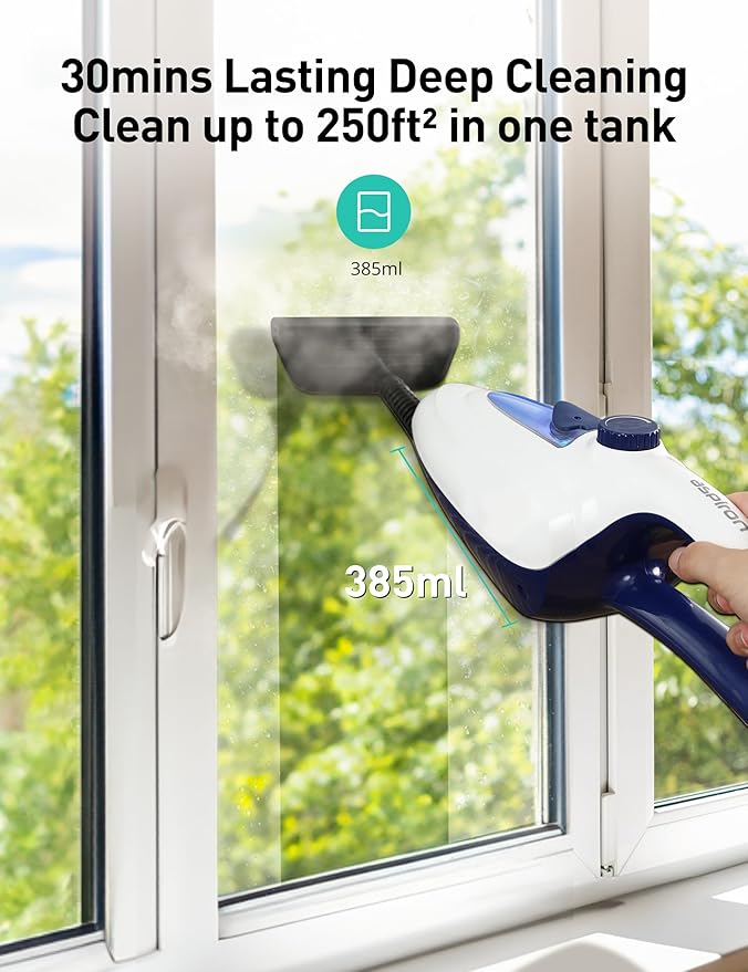 12-in-1 Steam Mop, Fast 15-Sec Heat-Up, 1500W Detachable Handheld Steam Cleaner with 2 Dirt Grip Pads, Removes 99.99% Stubborn Stains for Hardwood Floors, Clothes, Windows, Tiles, Furniture, Blue