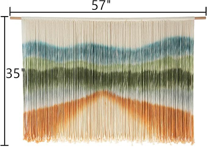 IOWER Macrame Wall Hanging Dip-Dye Chic Home Decor Boho Wall Decor Yarn Wall Art for Nursery, Bedroom, Living Room,Backdrop,57" W X 35" L