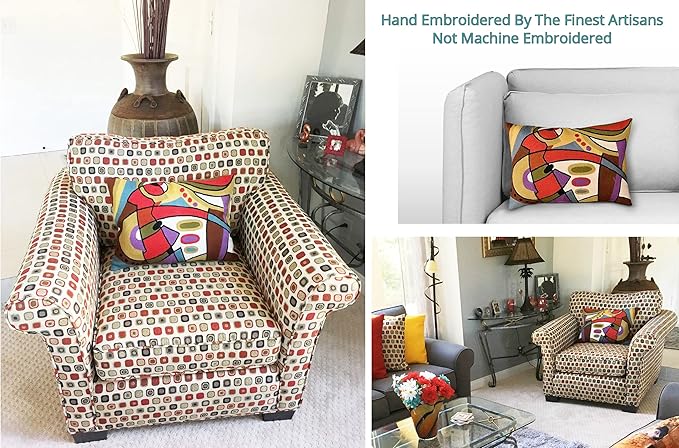 Lumbar Kandinsky Contemporary Throw Pillows - Musical | Modern Pillow Cases | Abstract Pillows | Modern Accent Pillow | Abstract Chair Cushions | Handmade Cushion | Wool Size 14x20