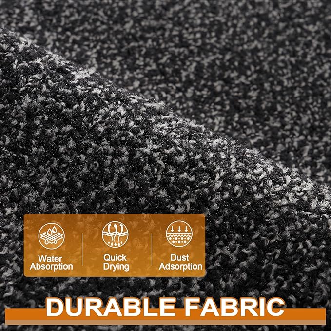 Mibao Front Door Mat, Dirt Trapper Welcome Mat for Outdoor Indoor, Non-Slip Waterproof Doormat, Durable Machine Washable Low Profile Entry Rug for Back Door Outside Patio Porch, 60" x 36", Black