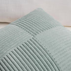Fancy Homi 2 Packs Grey Blue Lumbar Decorative Throw Pillow Covers 14x24 Inch for Couch Bed Sofa, Rustic Farmhouse Boho Home Decor, Soft Striped Corduroy Rectangle Accent Cushion Case 35x60 cm