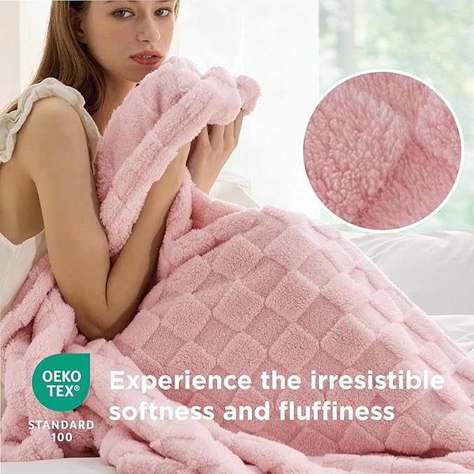 Bedsure GentleSoft King Size Blanket for Bed - Super Soft Cozy Blankets for Women Men Girls, Large Fuzzy Fleece Throw for Bedroom Decor, Blush Pink,108x90 Inches