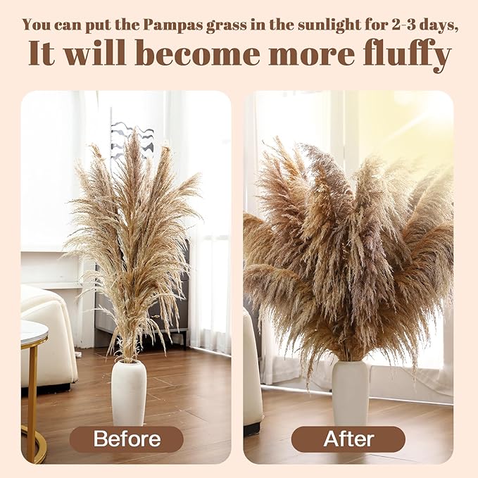 40" inch 11 Stems Natural Pampas Grass Tall Decor,Pompas Grass,Large Brown Tall Pampas Grass for Floor Vase,Wedding Decorations,Party,Boho Home Decor,and Creating a Boho Ambiance