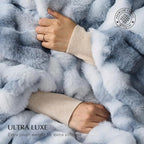 EVERGRACE Ultra Soft Luxury Fluffy Ridgeline Faux Rabbit Fur Throw Blanket, Thick Warm Bubble Throw for Bed, Cozy Plush Reversible Blankets for Couch, Chair, Sofa, Cloud Blue, 60x80 Inches, 870 GSM