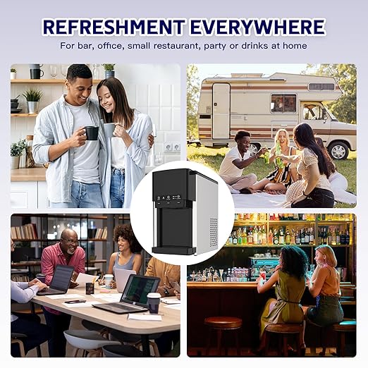 3 in 1 Water Dispenser with Ice Maker, Nugget Ice Maker Countertop, Bullet Ice, Crushed Ice, Water Cooler, 44Lbs/24H, 12 Ice Cube/6Min, Self-Cleaning, 4Lbs Ice Storage, Home, Kitchen, Party, RV