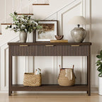 Lulive 51" Fluted Console Table for Entryway, Entryway Table with 3 Wooden Drawers, Farmhouse Behind Sofa Table for Living Room, Hallway, Couch, Foyer