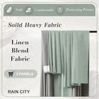 RAIN CITY Light Green Linen Blackout Curtains 45 Inch Long for Living Room,2 Panels Pinch Pleated Drape with Hooks Back Tab Boho Decor, Textured Full Black Out Curtains for Bedroom 50 x 45