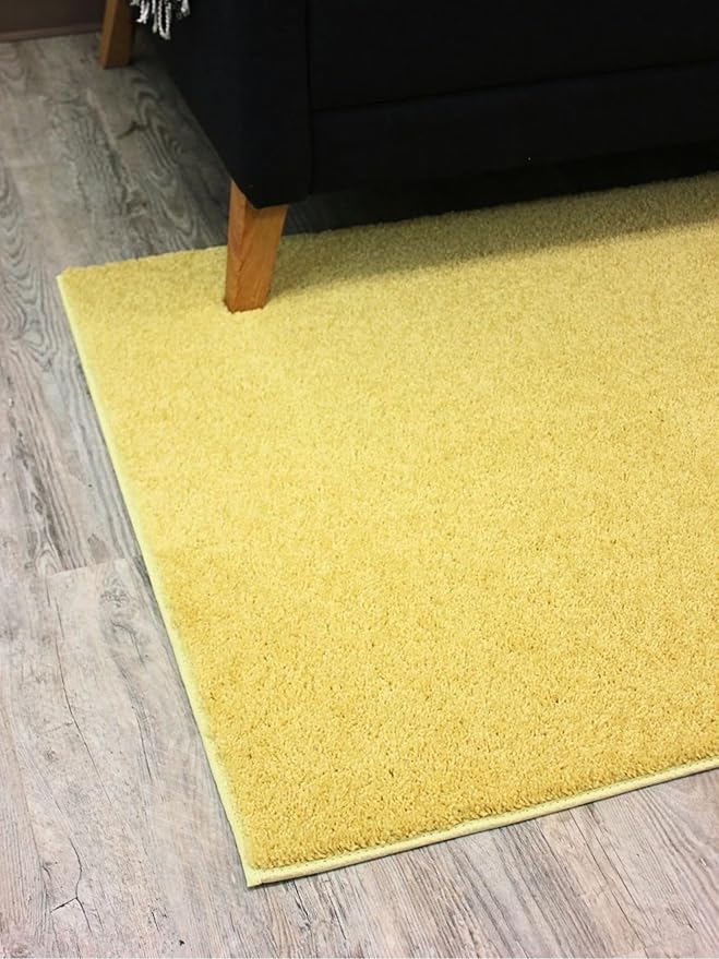 Kids Classroom Area Rug 6x6 - Soft Non-Slip Lemon Yellow by KOECKRITZ