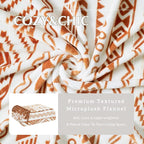 CASAAGUSTO Boho Throw Blanket - Terrcotta Decorative Blankets with Tassel, Printed Flannel Bohemian Blanket for Chair, Bed, Sofa, Couch(50 * 60, Terrcotta)